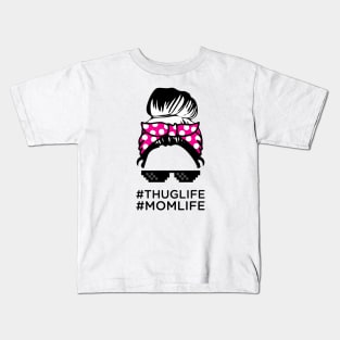 Mom thug Life Mom Messy Bun Mothers Day Gift Kids T-Shirt